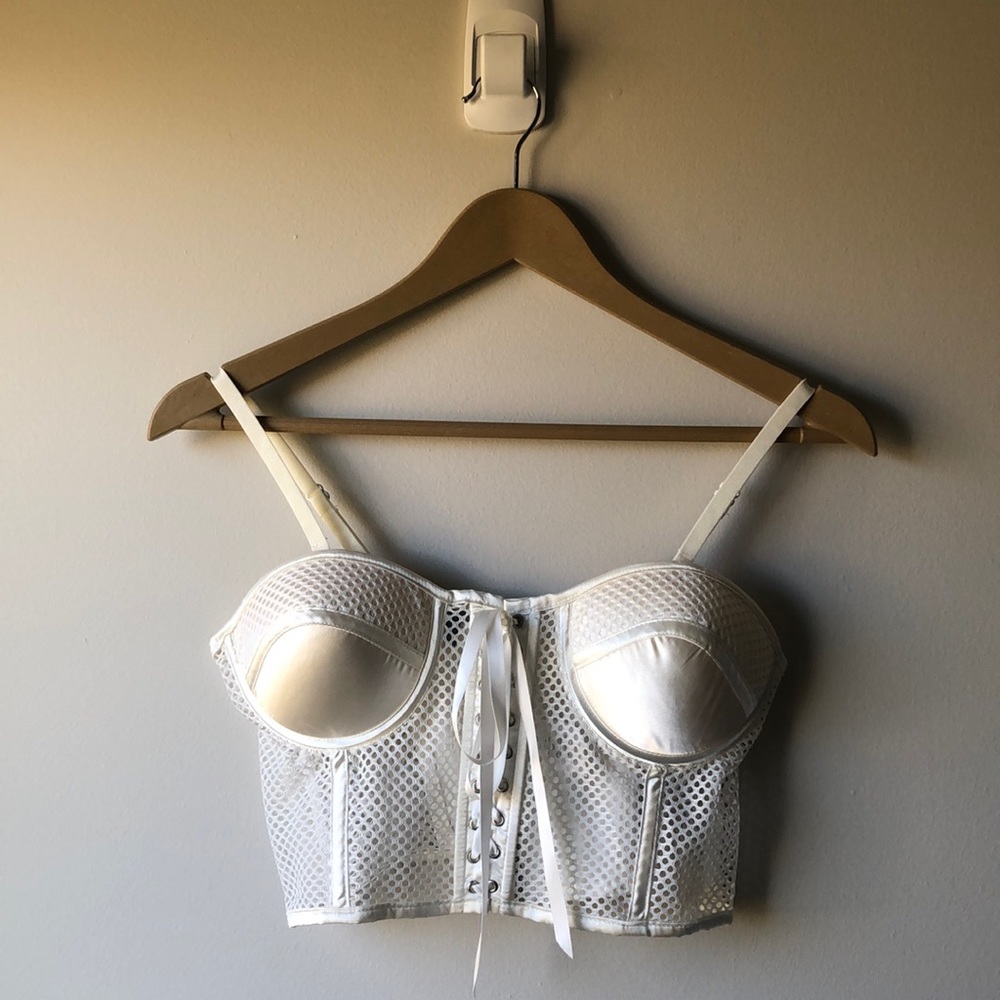 White Corset Crop Top, Size Small